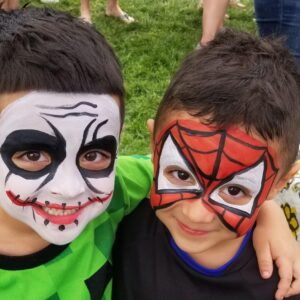 kids superhero face painting party, kids spiderman face painting party, face painter for boys birthday party, face painter for kids birthday party near me