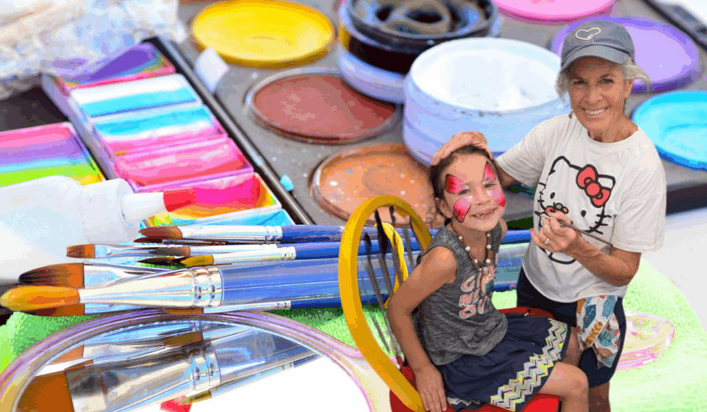 best festival face painter, festival face painter, face painter for festival, hire a face painter for a festival in Colorado, Colorado Denevr face painters for hire, find a face painter for an event in Parker CO, Parker Days festival face painter, Annie McInnes, About Face Painting
