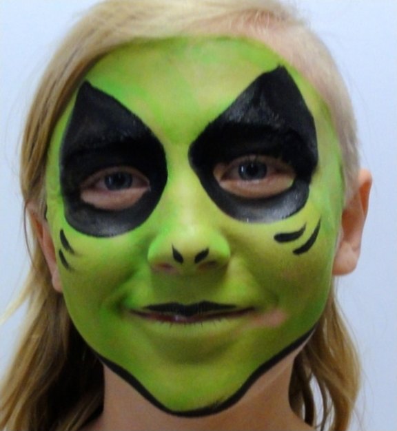 Alien face painting design for summer events by About Face Painting, Denver