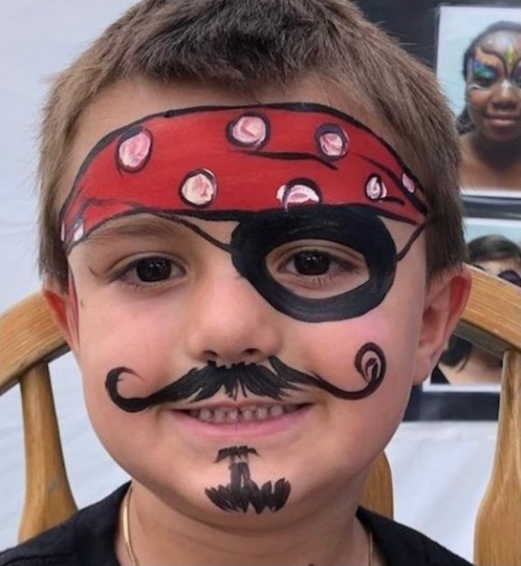 Pirate face painting design for summer events by About Face Painting, Denver