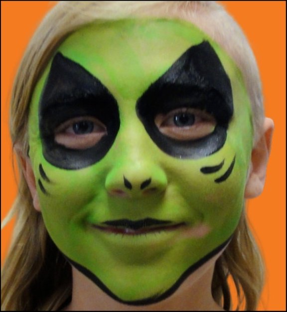 Alien Halloween face painting design by About Face Painting, Denver