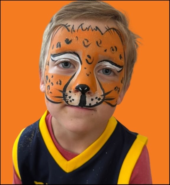 Leopard Halloween face painting design by About Face Painting, Denver