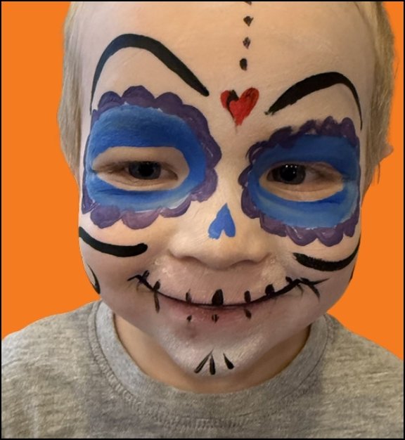 Sugar Skull Halloween face painting design by About Face Painting, Denver